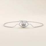 14k solid gold bezel round moissanite  evil eye ring for women