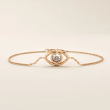 14k solid gold bezel round moissanite  evil eye ring for women