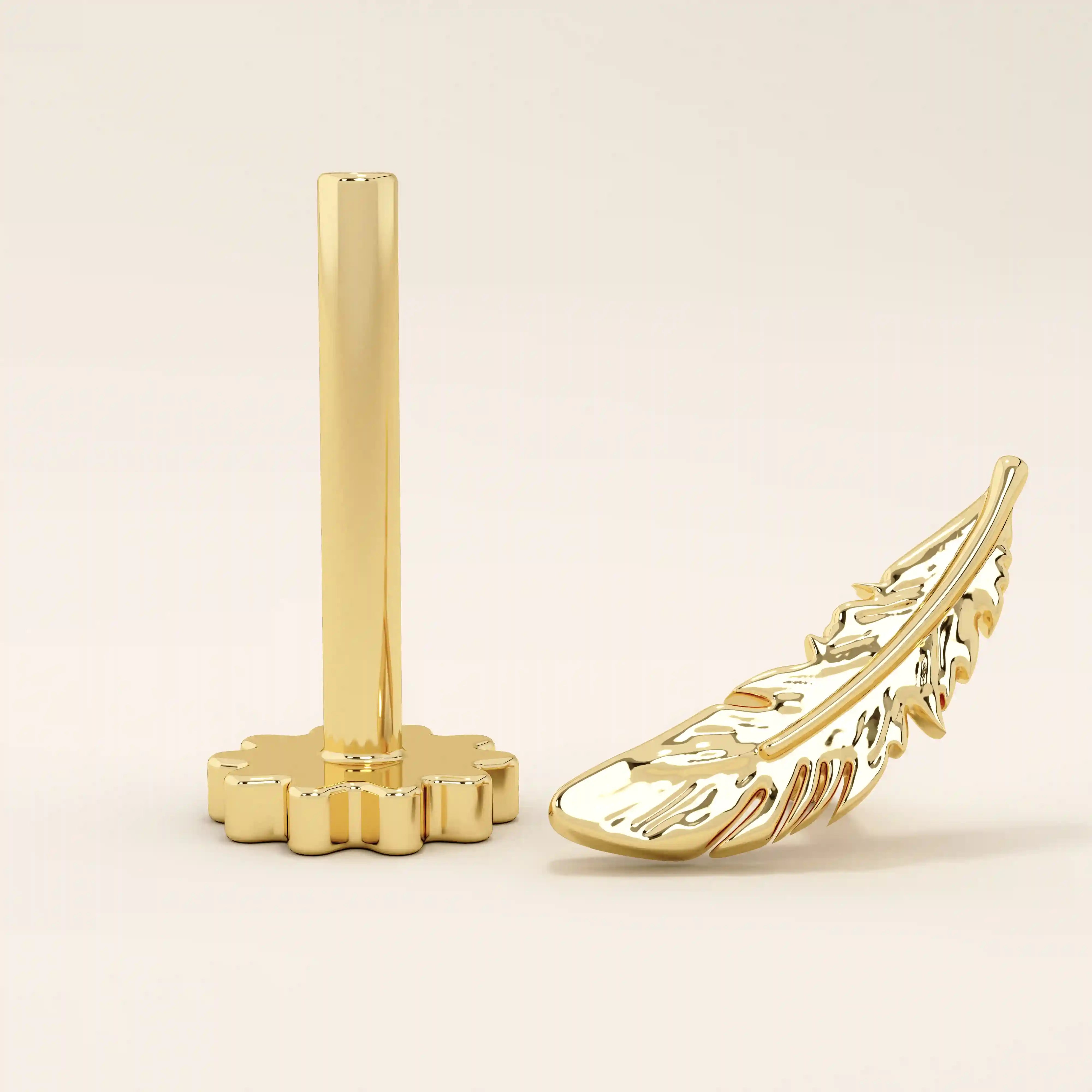 FEATHER PIERCING IN 14K SOLID GOLD FOR WOMEN