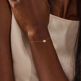 14k solid gold moving daisy flower charm bracelet for women