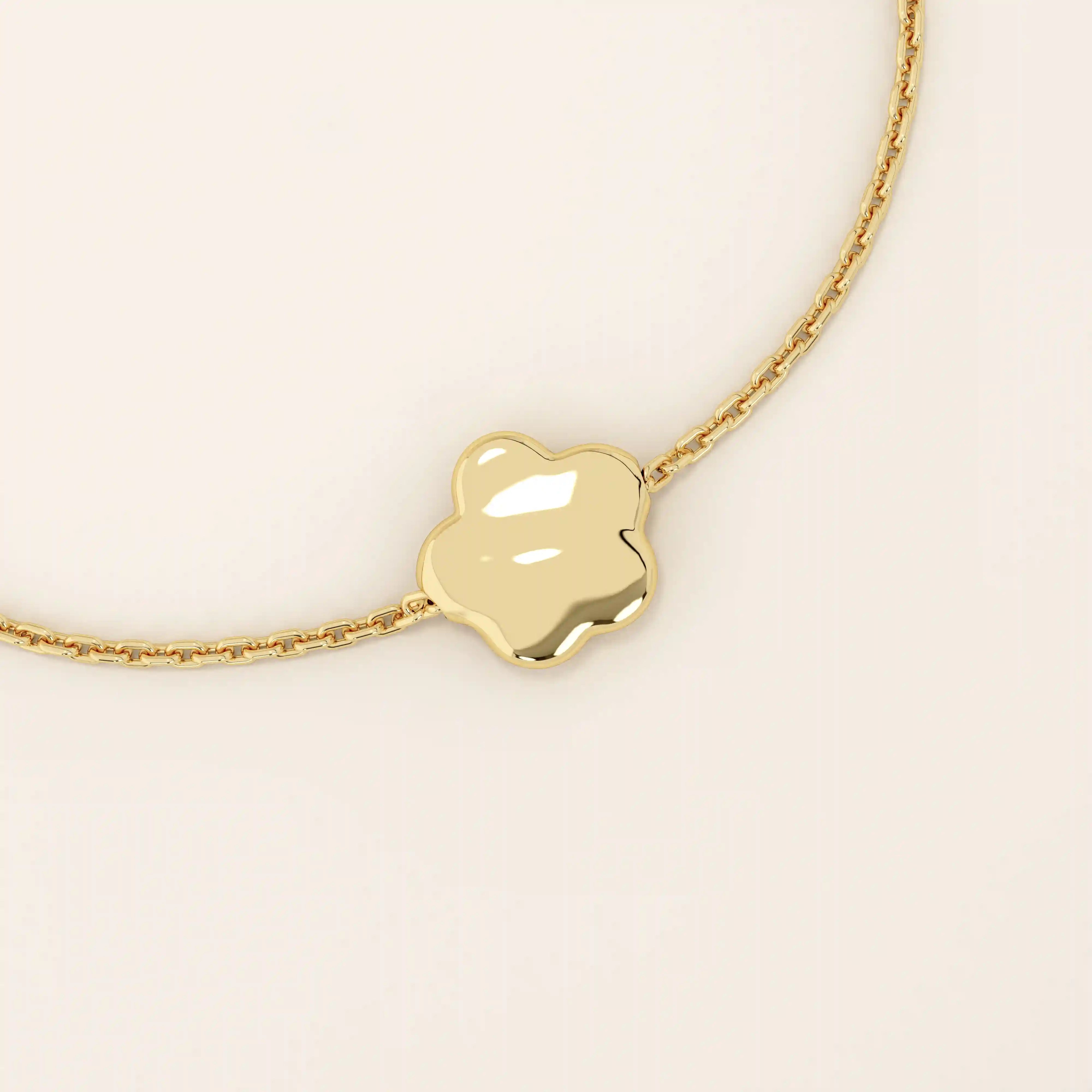 14k solid gold moving daisy flower charm bracelet for women