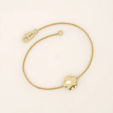 14k solid gold moving daisy flower charm bracelet for women