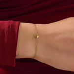 14k solid gold moving daisy flower charm bracelet for women