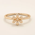 14K SOLID GOLD FLOWER DAISY STACKABLE STATEMENT RING FOR WOMEN