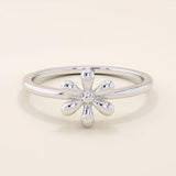 14K SOLID GOLD FLOWER DAISY STACKABLE STATEMENT RING FOR WOMEN