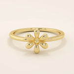 14K SOLID GOLD FLOWER DAISY STACKABLE STATEMENT RING FOR WOMEN