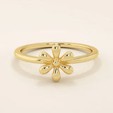 14K SOLID GOLD FLOWER DAISY STACKABLE STATEMENT RING FOR WOMEN