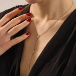 14k solid gold abstract shapes y lariat necklace with tiny moissanite for women