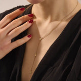 14k solid gold abstract shapes y lariat necklace with tiny moissanite for women