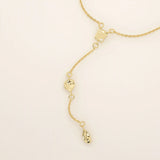 14k solid gold abstract shapes y lariat necklace with tiny moissanite for women