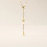 14k solid gold abstract shapes y lariat necklace with tiny moissanite for women