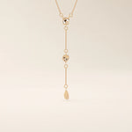 14k solid gold abstract shapes y lariat necklace with tiny moissanite for women