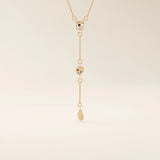 14k solid gold abstract shapes y lariat necklace with tiny moissanite for women