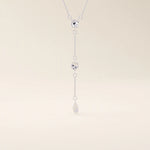 14k solid gold abstract shapes y lariat necklace with tiny moissanite for women