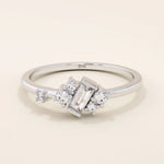 14K SOLID YELLOW GOLD  BAR SET BAGUETTE  CLUSTER STONES SMALL ENGAGEMENT RING FOR WOMEN