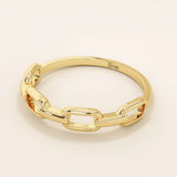 STACKABLE SIMPLE PLAIN CHAIN RING IN 14K SOLID YELLOW GOLD FOR WOMEN