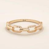 STACKABLE SIMPLE PLAIN CHAIN RING IN 14K SOLID YELLOW GOLD FOR WOMEN