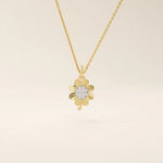 14k solid gold pave moissanite foyr leaf clover pendant necklace for women