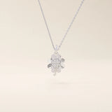 14k solid gold pave moissanite foyr leaf clover pendant necklace for women