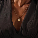 14k solid gold pave moissanite foyr leaf clover pendant necklace for women