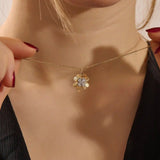 14k solid gold pave moissanite foyr leaf clover pendant necklace for women