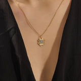 14k solid gold pave moissanite foyr leaf clover pendant necklace for women