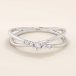 SLIM BAND CROSS RING 5 CUBIC ZIRCONIA STATEMENT STACKING RING