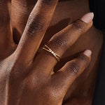 SLIM BAND CROSS RING 5 CUBIC ZIRCONIA STATEMENT STACKING RING