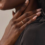 SLIM BAND CROSS RING 5 CUBIC ZIRCONIA STATEMENT STACKING RING