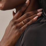 SLIM BAND CROSS RING 5 CUBIC ZIRCONIA STATEMENT STACKING RING