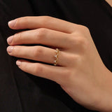 14K SOLID GOLD WAVY CROWN RING PAVE WITH MOISSANITE STONES FOR WOMEN