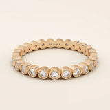 14K SOLID YELLOW GOLD DOT CIRCLE BEZEL WEDDING STACKING RING FOR WOMEN