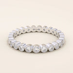 14K SOLID YELLOW GOLD DOT CIRCLE BEZEL WEDDING STACKING RING FOR WOMEN