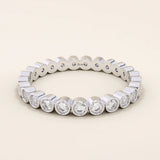 14K SOLID YELLOW GOLD DOT CIRCLE BEZEL WEDDING STACKING RING FOR WOMEN