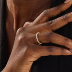 14K SOLID YELLOW GOLD DOT CIRCLE BEZEL WEDDING STACKING RING FOR WOMEN