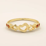 14K SOLID YELLOW GOLD 7 HEARTS STACKABLE STATEMENT RING FOR WOMEN