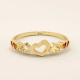 14K SOLID YELLOW GOLD 7 HEARTS STACKABLE STATEMENT RING FOR WOMEN