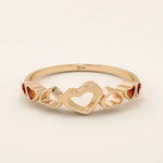 14K SOLID YELLOW GOLD 7 HEARTS STACKABLE STATEMENT RING FOR WOMEN