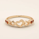 14K SOLID YELLOW GOLD 7 HEARTS STACKABLE STATEMENT RING FOR WOMEN