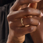 14K SOLID YELLOW GOLD 7 HEARTS STACKABLE STATEMENT RING FOR WOMEN