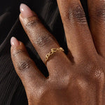 14K SOLID YELLOW GOLD 7 HEARTS STACKABLE STATEMENT RING FOR WOMEN