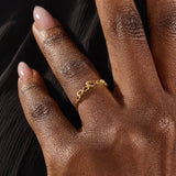14K SOLID YELLOW GOLD 7 HEARTS STACKABLE STATEMENT RING FOR WOMEN