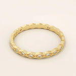 14K SOLID YELLOW GOLD SLIM BAND STACKABLE HIVE WEDDING RING FOR WOMEN