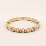 14K SOLID YELLOW GOLD SLIM BAND STACKABLE HIVE WEDDING RING FOR WOMEN