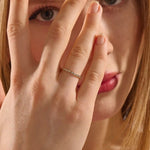 14K SOLID YELLOW GOLD SLIM BAND STACKABLE HIVE WEDDING RING FOR WOMEN