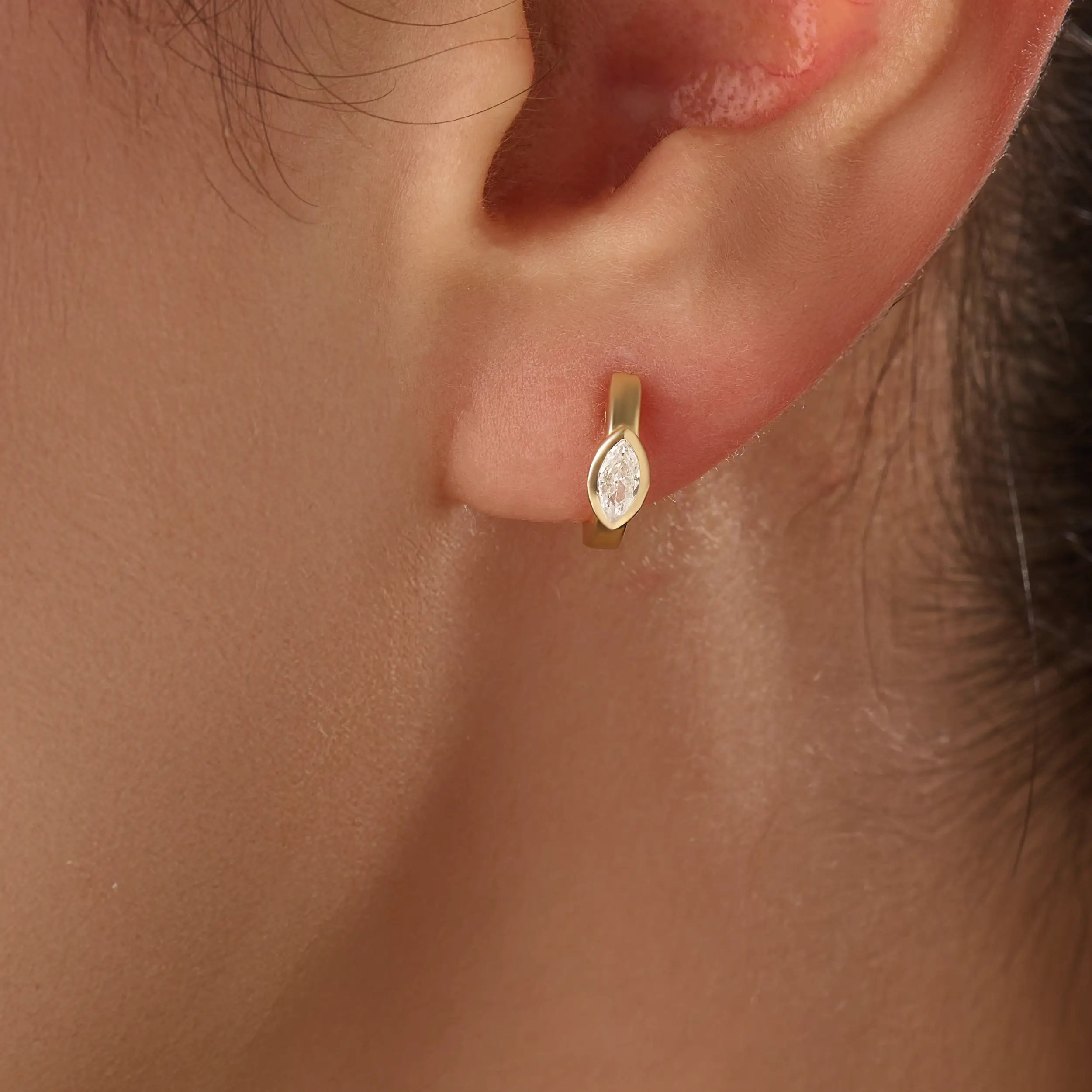 Subtle Hoops Vermeil Gold Marquise Diamond Hoops | Subtle Brilliance, Endless Style ...