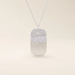 14K SOLID GOLD RECTANGLE TAG PENDANT NECKLACE WITH SCATTERED PAVE TINY MOISSANITE STONES FOR WOMEN