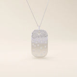 14K SOLID GOLD RECTANGLE TAG PENDANT NECKLACE WITH SCATTERED PAVE TINY MOISSANITE STONES FOR WOMEN