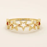 14K SOLID YELLOW GOLD 5 STARS STACKING STATEMENT RING FOR WOMAN