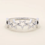 14K SOLID YELLOW GOLD 5 STARS STACKING STATEMENT RING FOR WOMAN